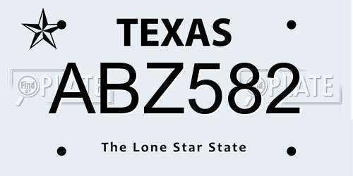 ABZ582 Texas License Plate