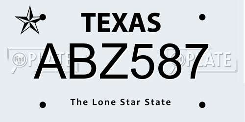 ABZ587 Texas License Plate
