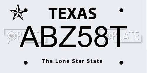 ABZ58T Texas License Plate