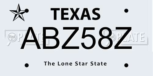 ABZ58Z Texas License Plate