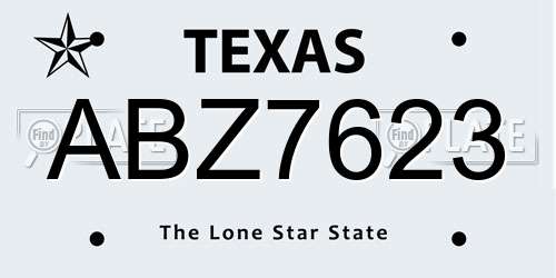 ABZ7623 Texas License Plate
