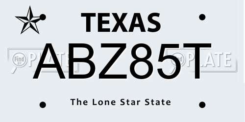 ABZ85T Texas License Plate