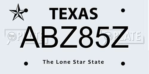 ABZ85Z Texas License Plate