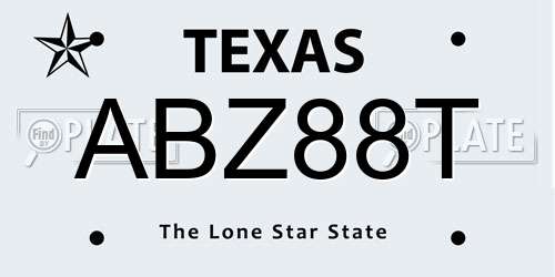 ABZ88T Texas License Plate