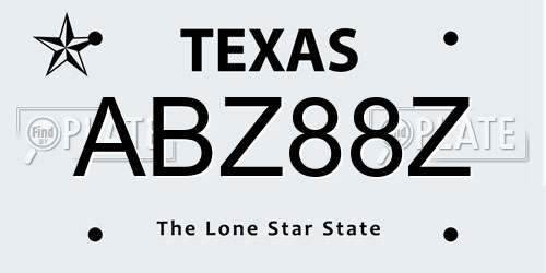 ABZ88Z Texas License Plate