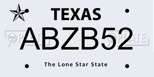 ABZB52 Texas License Plate