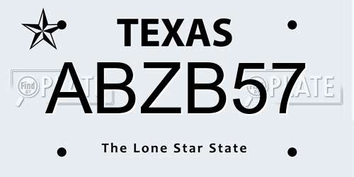 ABZB57 Texas License Plate