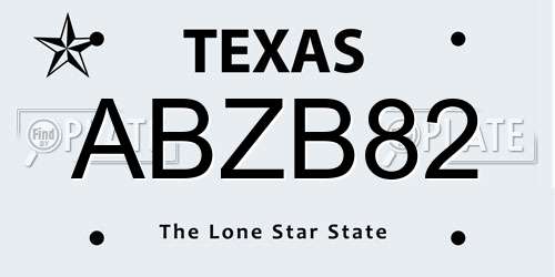 ABZB82 Texas License Plate