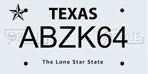ABZK64 Texas License Plate