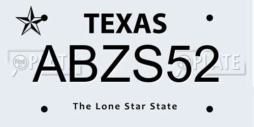 ABZS52 Texas License Plate