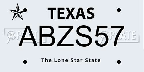 ABZS57 Texas License Plate
