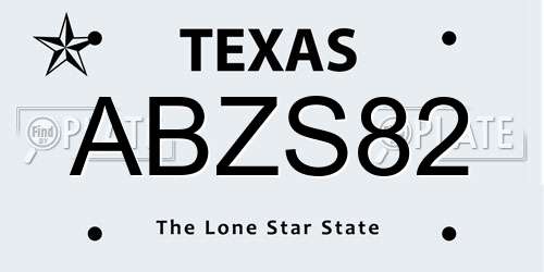 ABZS82 Texas License Plate