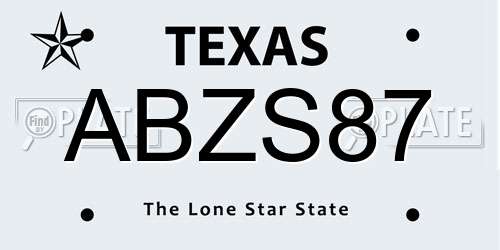 ABZS87 Texas License Plate