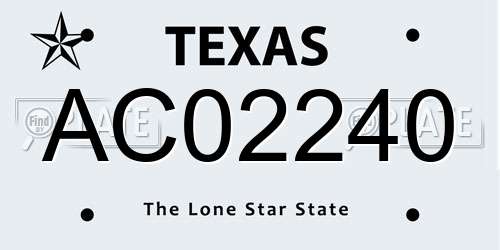AC02240 Texas License Plate