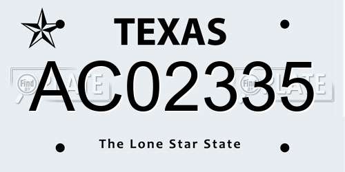 AC02335 Texas License Plate