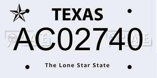 AC02740 Texas License Plate