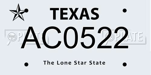 AC0522 Texas License Plate