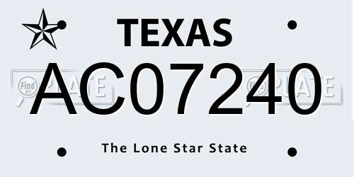 AC07240 Texas License Plate