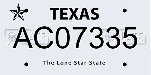 AC07335 Texas License Plate
