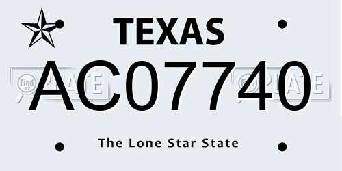 AC07740 Texas License Plate