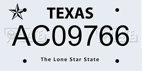 AC09766 Texas License Plate