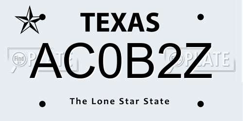 AC0B2Z Texas License Plate