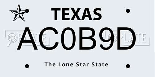 AC0B9D Texas License Plate
