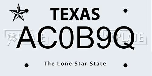 AC0B9Q Texas License Plate