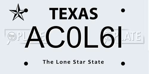 AC0L6I Texas License Plate