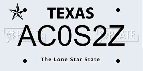 AC0S2Z Texas License Plate
