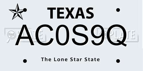 AC0S9Q Texas License Plate