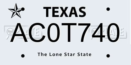AC0T740 Texas License Plate
