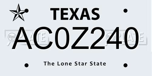 AC0Z240 Texas License Plate