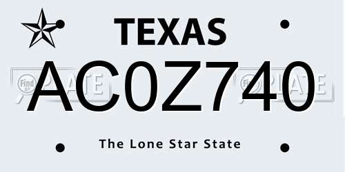 AC0Z740 Texas License Plate