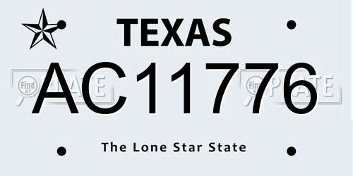 AC11776 Texas License Plate