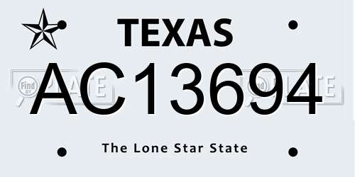 AC13694 Texas License Plate