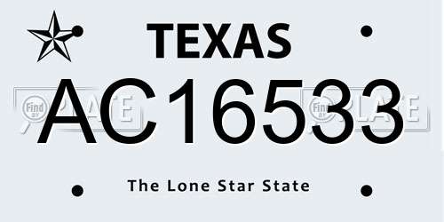 AC16533 Texas License Plate