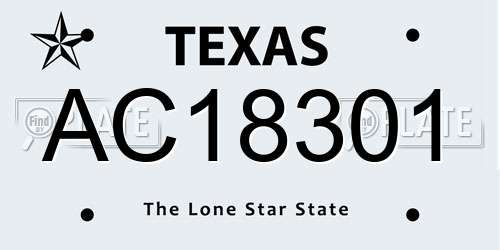 AC18301 Texas License Plate