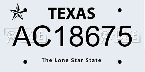AC18675 Texas License Plate