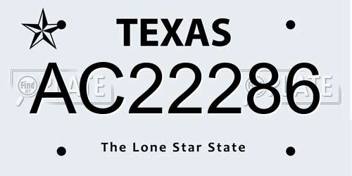 AC22286 Texas License Plate