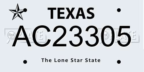 AC23305 Texas License Plate