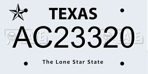 AC23320 Texas License Plate