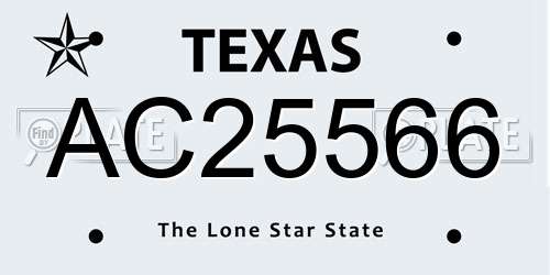 AC25566 Texas License Plate