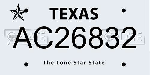 AC26832 Texas License Plate