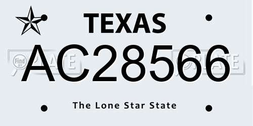 AC28566 Texas License Plate