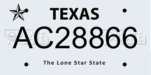 AC28866 Texas License Plate