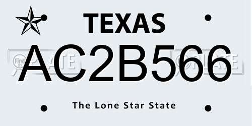 AC2B566 Texas License Plate