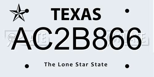 AC2B866 Texas License Plate