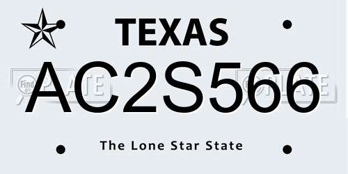 AC2S566 Texas License Plate