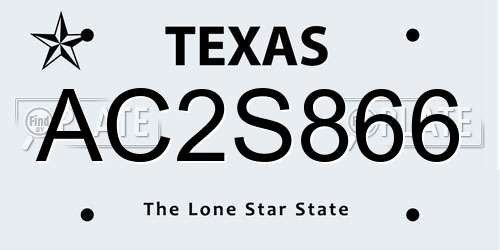 AC2S866 Texas License Plate